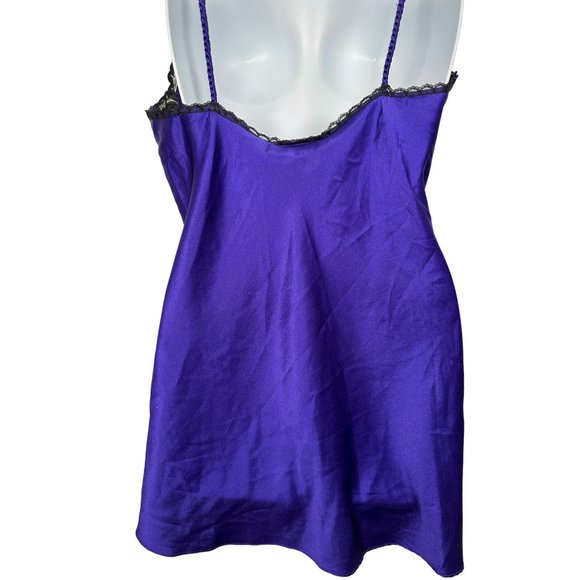 Vintage Victoria's Secret Small Nightgown Slip Purple Black Lace Sexy Polyester - Picture 6 of 12
